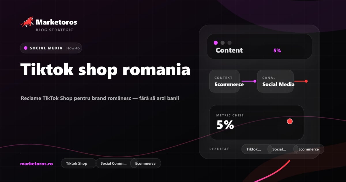 Banner editorial Marketoros despre tiktok shop romania, cu diagrama vizuala de strategie
